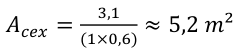 3,1 𝐴𝑐𝑒𝑥= (1×0,6) ≈5,2 𝑚²