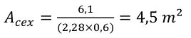 6,1 𝐴𝑐𝑒𝑥= (2,28×0,6) = 4,5 𝑚²